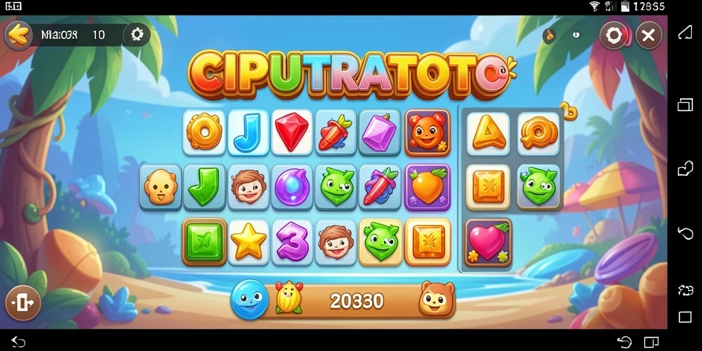 Tampilan gameplay seru dalam CIPUTRATOTO dengan fitur Match-3 yang menantang.