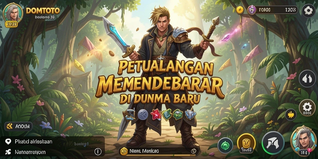 Tangkapan layar utama dari DOMTOTO dengan gameplay petualangan yang menarik.