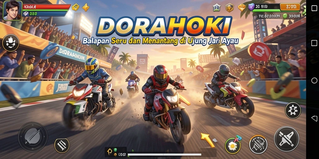 Tampilan aksi balapan seru di DORAHOKI.