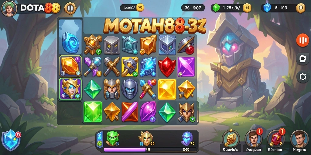 Gameplay DOTA88 dengan elemen warna-warni yang mencolok.