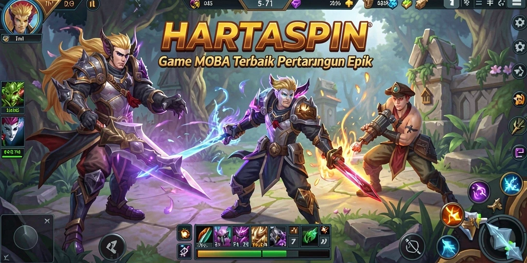 Tampilan seru pertarungan dalam HARTASPIN dengan grafis memukau.