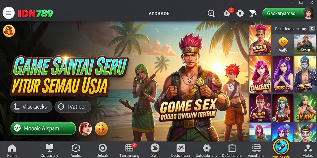 Tampilan gameplay seru dalam IDN789 dengan mini game menarik.