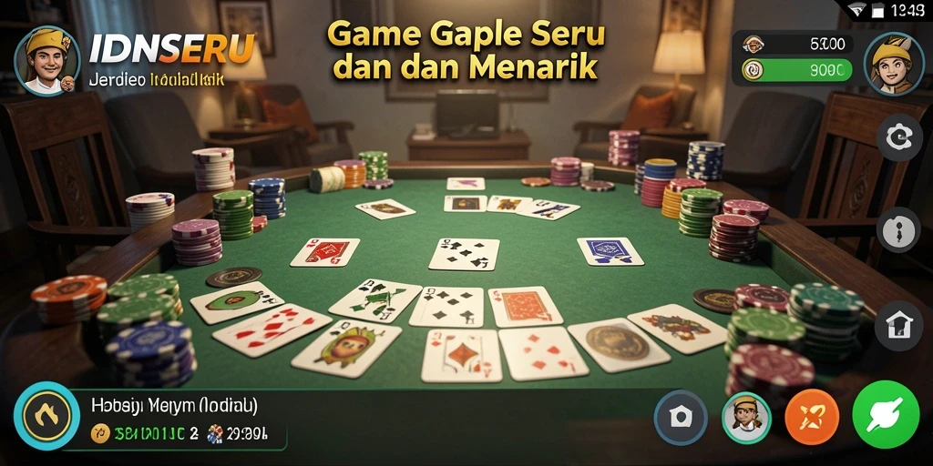 Tangkapan layar gameplay seru IDNSERU menampilkan pertarungan Gaple yang mendebarkan.
