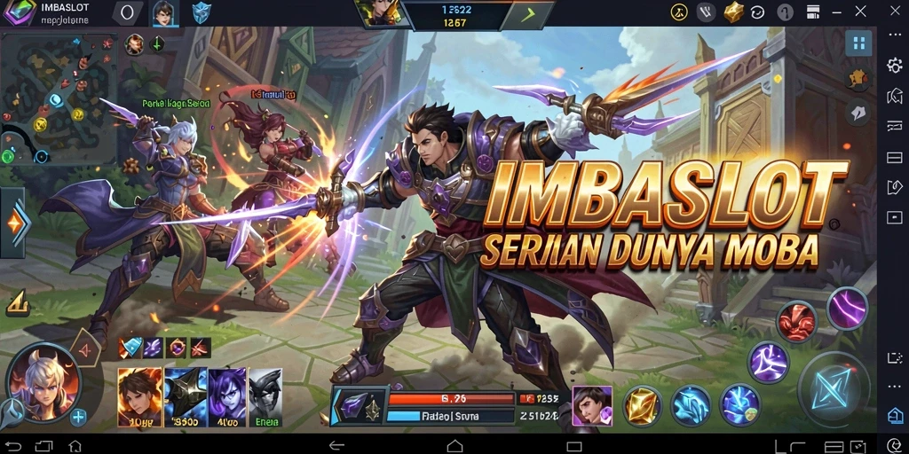 Tampilan gameplay seru dari IMBASLOT dalam pertempuran MOBA.