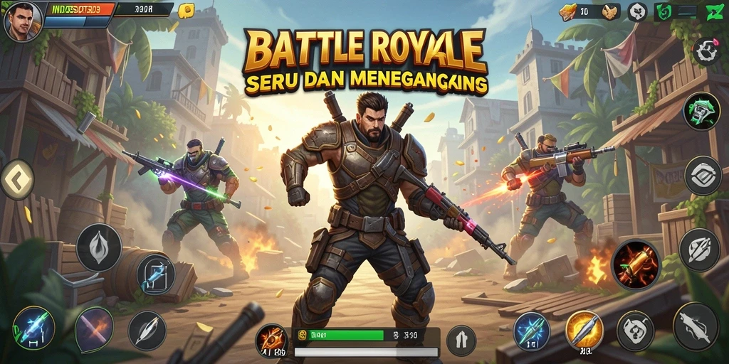 Tampilan gameplay seru dari INDOSLOT303 dalam pertempuran Battle Royale.