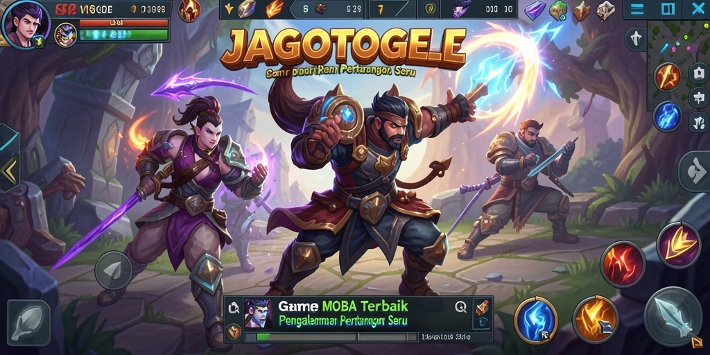 Tampilan gameplay seru dari JAGOTOGEL dengan aksi pertarungan MOBA.