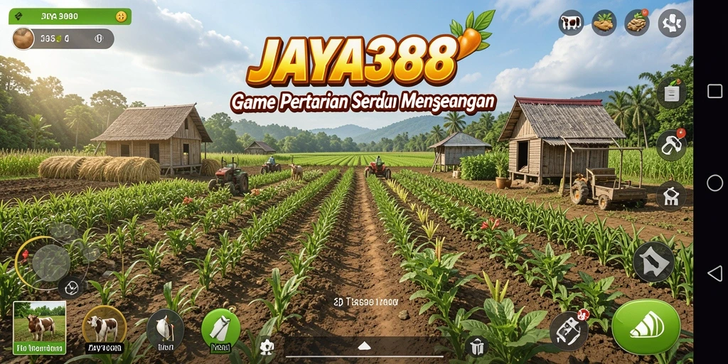 Screenshot gameplay JAYA388 menampilkan aktivitas bertani yang seru dan interaktif.