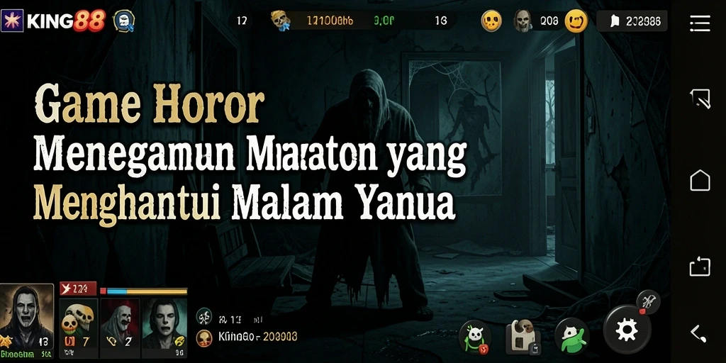 Tampilan gameplay KING88 yang menakutkan dan mencekam saat menghadapi hantu.