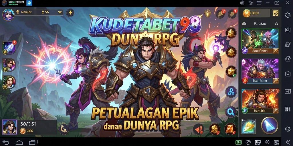 Tangkapan layar gameplay KUDETABET98 menampilkan pertarungan epik dan karakter yang dinamis.