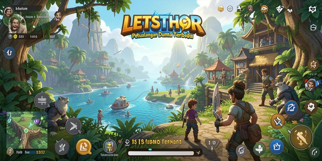 Tampilan gameplay LETSTHOR yang menampilkan dunia terbuka yang luas dan interaktif.