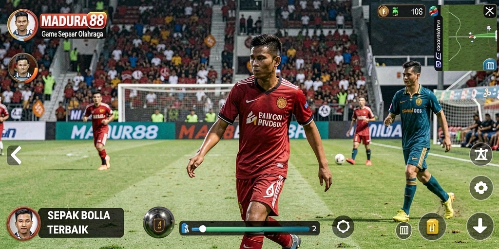 Tampilan seru dari gameplay permainan sepak bola di MADURA88.