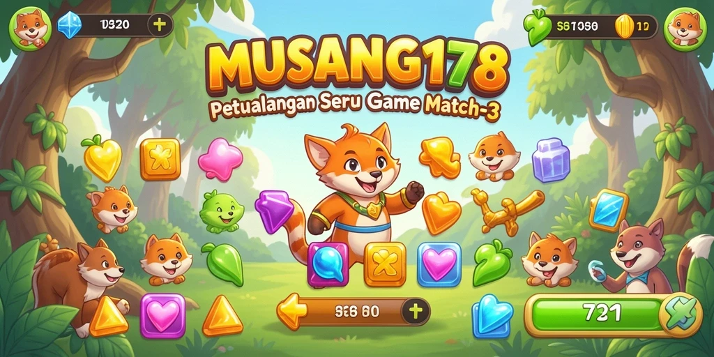 Screenshot MUSANG178 menampilkan keseruan mencocokkan item dalam gameplay Match-3.