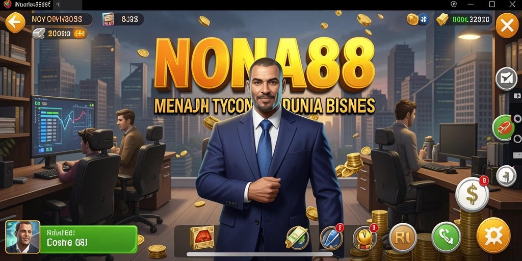 Tangkapan layar NONA88 menunjukkan aksi seru dalam mengelola bisnis Tycoon.
