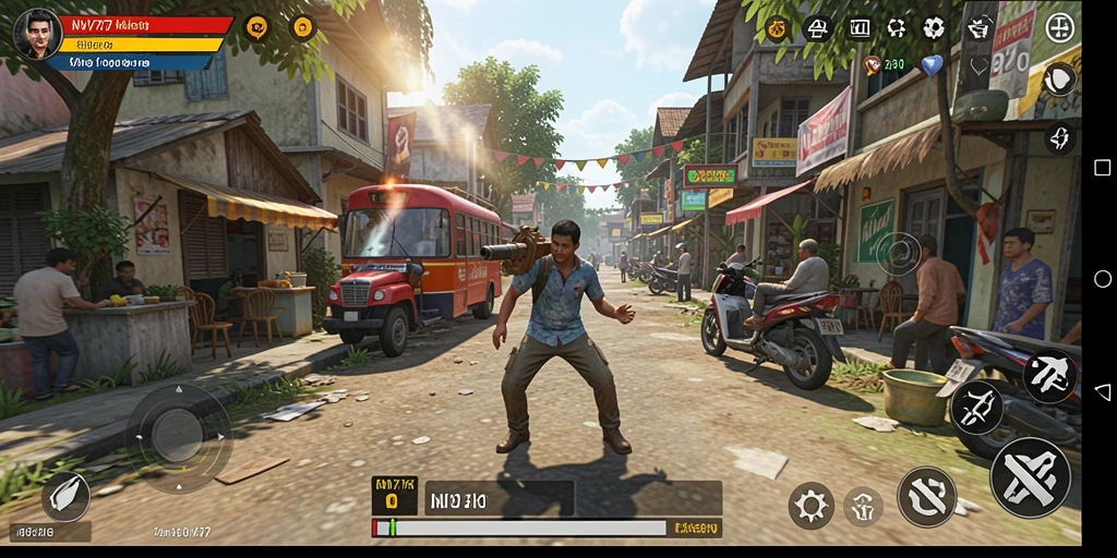 Tampilan gameplay NV77 yang mendetail dan interaktif.