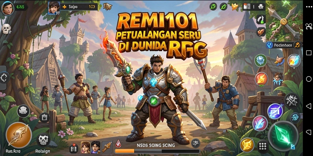 Screenshot utama REMI101 menunjukkan aksi seru dalam gameplay RPG.