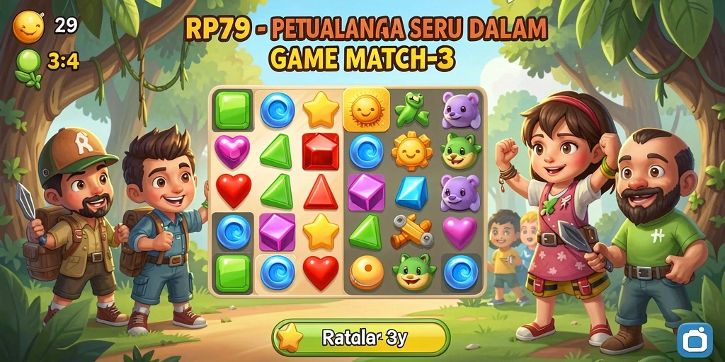 Gambaran gameplay RP79 yang menarik dalam petualangan Match-3.