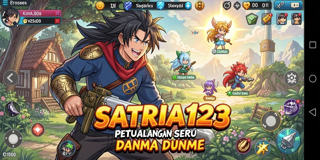 Tampilan seru permainan SATRIA123 dengan karakter anime.