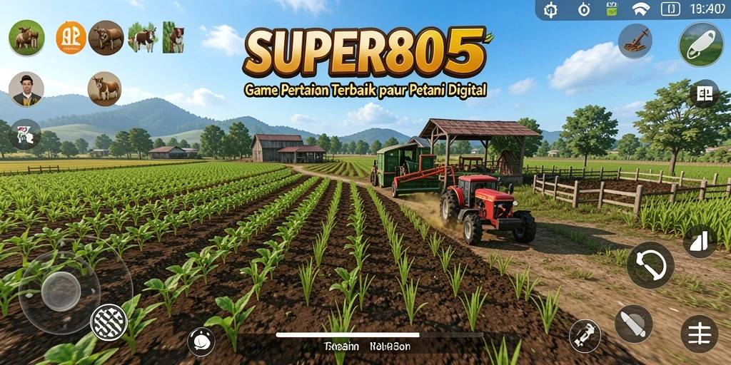 Tampilan screenshot permainan SUPER805 yang menampilkan suasana pertanian yang cerah.