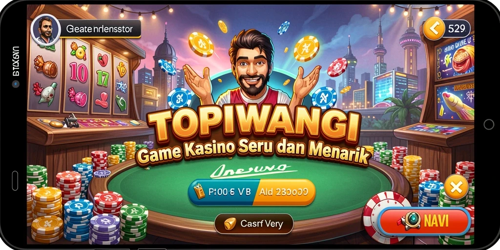 Screenshot gameplay TOPIWANGI menampilkan suasana kasino yang mengasyikkan.