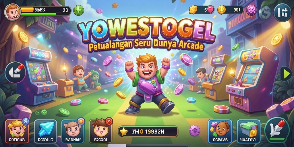 Tampilan gameplay YOWESTOGEL yang penuh warna dan menantang.